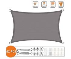 CHENG Sonnenschutzsegel 2x5m, Gartensegel, Windschutz mit UV, Anthrazit, für Garten Terrasse Camping - Anthrazit