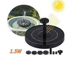 Lixada Solar Springbrunnen Pumpe, Solarbetrieben Wasser Brunnen Panel 1.0 W/1.5W/2.7W 4 verschiedenen Spray Köpfe,Outdoor Bewässerung Tauchpumpe für Vogel Bad,Teich, Aquarium, Garten Dekoration