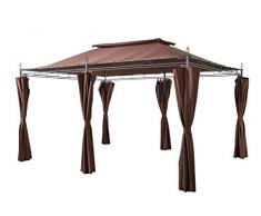 GRASEKAMP Qualität seit 1972 Garten-Pavillon Inca 3x4m Mocca mit Seitenteil Sets geschlossen Party-Zelt Terrassen-Dach