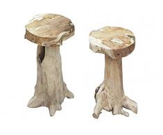 dynamic24 Barhocker SURGA 2er Set Hocker Tresen Stuhl Hochstuhl Bar Hocker Teak Wurzel