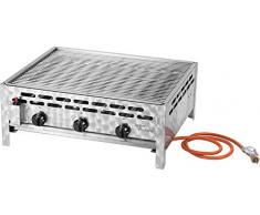 ACTIVA Gastrobräter Edelstahl Gasgrill 3 Flammig, 12kW, Grillrost