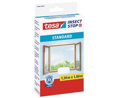 tesa Fliegengitter für Fenster Standard, weiß, leichter Sichtschutz, 1,5m x 1,8m
