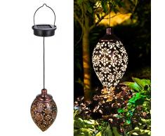 Solarlaterne für außen, Tomshine Garten Laterne, Dekorative Solarlampe Hängend, Metall LED Solar Laterne für Draussen Baum Patio [Energieklasse A+]