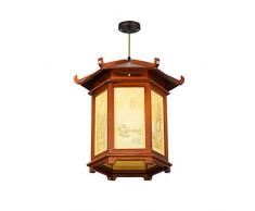 Hängeleuchten Pendelleuchten Kronleuchter Chinesische antike Holz-Leuchter PVC Lampenschirm Laterne Kronleuchter im Freien wasserdichten Pavillon Kunst Lampe Aisle Balkon Innenbeleuchtung Hänge&Pendel