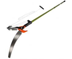 TecTake Teleskop Astschere mit Seilzug und Säge Baumsäge | Teleskopstange mit Sägeblatt 170-260 cm ausziehbar