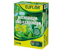 Euflor Buchsbaum- und Ilexdünger 2,5 kg Faltschachtel•Spezialdünger für Buxus,Ilex,Kirschlorbeer und immergrüne Laubgehölze•organisch-mineralischer Spezialdünger•für dichten Wuchs und intensives Grün