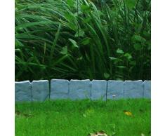 Multistore 2002 10er Set Beeteinfassung Gartenzaun Zierzaun ca. 250cm Stein-Optik Kunststoffzaun