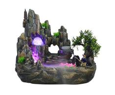 Xinxinchaoshi Indoor Desktop Brunnen Wasserfall Harz Steingarten Brunnen Set enthält Zerstäuber rotierende Kugel Beleuchtung Zubehör geeignet for Wohnzimmer Büro (Größe : M)