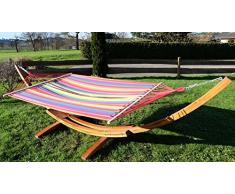 ASS 410cm XXL Hängemattengestell NEGRIL aus Holz Lärche mit bunter Stab Hängematte von