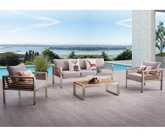 AISER Royal Garten Lounge Set -Bali- Luxuriöse Sitzgruppe mit 2 Sesseln und Kaffee Tisch aus hochwertigem Teak Holz Gartenmöbel Set