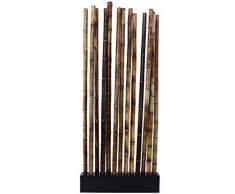 Bambus Raumteiler Paris4 mit ca. 90x12x205cm, Sockel und 13 Rohre schwarz braun 5- 6cm - Sichtschutzzaun Sichtschutzzäune Blickschutz aus Bambus Raumabtrennung Paravent