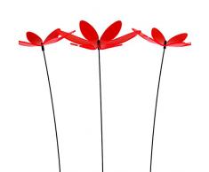 SUNPLAY Sonnenfänger Lotusblume in ROT, 3 Stück zu je 20 cm Durchmesser im Set + 70 cm Schwingstäbe