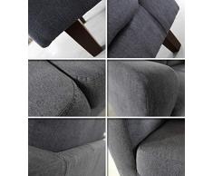 Sofa Kera 2-Sitzer - Velours Stoff, Holzfüße, Couch 2-er, Loungesofa, Sofagarnitur, Büro, Wohnzimmer (Dunkelgrau (Cosmic 97))