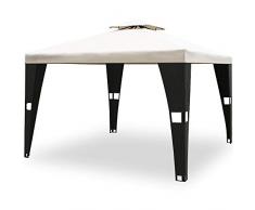 Deuba Poly Rattan Garten Pavillon 3 x 3 m BBQ Party Zelt Pavillon schwarz creme Shelter Sonnendach Hochzeit Airvent