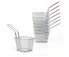 FreeTec 8 Stück Mini Bratenkorb Edelstahl Frittierkörbchen zum Servieren für Pommes Frites Garnelen Zwiebelringen