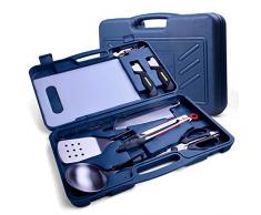 Grillbesteck BBQ Grill Zubehör Set, Edelstahl Grillbesteck im Aluminium Koffer, Professionelle Camping im Freien Barbecue Grill Werkzeuge Zubehör Kit