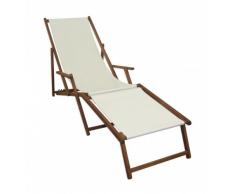 Sonnenliege weiß Liegestuhl Fußablage Gartenliege Holz Deckchair Strandstuhl Gartenmöbel 10-303 F