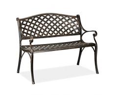 Relaxdays Gartenbank, Garten & Balkon, 2-Sitzer, antikes Design, Aluminium Sitzbank, HBT: 82x102x60 cm, schwarz-bronze