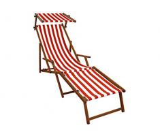 Erst-Holz Gartenliege rot-weiß Strandliege Relaxliege Fußablage Sonnendach Buche Klappstuhl 10-314 F S