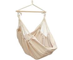 AMANKA Extra-Sicher XXL Hängesessel 185x130cm Sitz-Hängematte 150kg Indoor Outdoor Hängestuhl Garten Hängeschaukel Beige