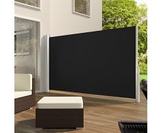 TecTake Seitenmarkise Sonnenschutz Sichtschutz Windschutz | Gehäuse und Standpfosten Komplett aus Aluminium | - Diverse Farben und Größen - (Schwarz | 160x300cm | Nr. 401525)