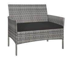 tidyard Gartenbank Poly Rattan 105 x 58 x 84 cm Grau, mit 1 Sitzpolster, Parkbank Bank Sitzbank Terrassenbank