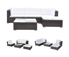 vidaXL Gartenmöbel 14-TLG. Poly Rattan Sofa Lounge Sitzgruppe Gartengarnitur