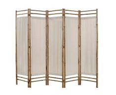vidaXL Paravent 5-TLG. Faltbar Bambus Leinwand 200cm Raumteiler Trennwand