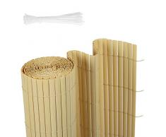 Sekey PVC Sichtschutzmatte Sichtschutzzaun Wetterfest Verstärkt Starke Privatsphäre für Garten, Balkon und Terrasse, mit Strukturierte Oberfläche, mit Kabelbindern, 90 x 300 cm, Bambus