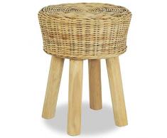 vidaXL Barhocker Ratten Natur Sitzhocker Tresenhocker Bistrohocker Hocker, Teak, One Size