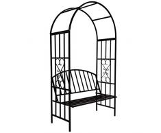 ESTEAR Schmiedeeisen Garten Stahl Gartenbogen mit Sitz für 2 Personen, Outdoor Stuhl Starkes Lager, Gartenlaube für Verschiedene Kletterpflanzen, Outdoor Garten Rasen Hinterhof