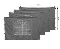 QUICK STAR 4 Seitenteile mit PVC Fenster 300x195cm für Pavillon Sahara 3x3m Seitenwand Grau
