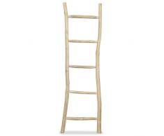 vidaXL 244568 Teak Handtuchhalter Leiter mit 5 Sprossen Dekoleiter Wäscheständer, Natur, One size