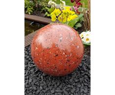garten-wohnambiente Kugel aus Edelstahl 35 cm Dekokugel Granit rot Dekorationskugel Edelstahlkugel