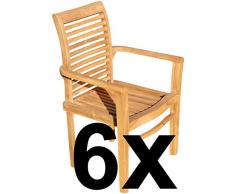 ASS 6Stk ECHT Teak Design Gartensessel Gartenstuhl Sessel Holzsessel Gartenmöbel Holz sehr robust Modell: 6erJAV-Alpen von