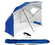 BESTIF Sonnenschirm Strandmuschel Groß XXL | Robuster 2IN1 Schirm für Strand Garten | Sonnenschutz UV-Schutz 50 | faltbar multifunktional | Fenster 210x220cm