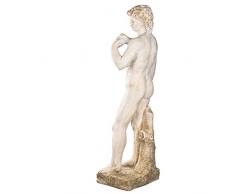 Wetterfeste Riesige schwere (14kg) Statue 108 cm hoch SYL-A 14014L- Michelangelos David, Gartenfigur, Dekofigur, Statue, Mythologie, Figur, Büsten, Dekorationsfigur für Innen und Außen, Polyresin , Gartendekoration, Gartenfigur, Skulptur in ANTIKBEIGE