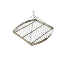 acerto 31174 Ungarischer Grillrost mit Kette, 50 cm * Verchromt * Mit Außenring * Besonders robust | Grillgitter zum Aufhängen am Dreibein | Gitterrost, Grillauflage für Schwenk-Grill