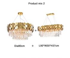 Luxus Modern Kronleuchter Beleuchtung für Wohnzimmer Gold-Aufhängedrahts LED Cristal Luster Esszimmer Crystals Lampen, Warmes Licht 3000K, B