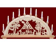 yanka-style XL Schwibbogen Lichterbogen Leuchter Waldhaus ca. 72 cm breit traditionelles Motiv 10flammig Weihnachten Advent Geschenk Dekoration (83148-43)