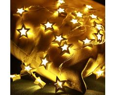 2M 20er LED Weihnachtsbeleuchtung Innen Fenster Balkon mit Batterie,Deko Lichterketten Innen Warmweiß für Zimmer Kinderzimmer Halloween (NICHT Wasserdicht) Stern