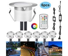 RGBW LED Bodeneinbaustrahler Aussen Led Bodeneinbauleuchten Außen LED Einbaustrahler 12V IP67 wasserdicht (RGBW,Ø31mm 6 Stück)