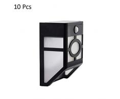 ZYRAY 10V Drahtlose Solar Wandleuchten, 2 LED Solarbetriebenes Zaunlicht Wasserdicht Für Vordertür Garten Patio Yard Garage Deck Auffahrt, Keine Verkabelung Erforderlich,Warm Light