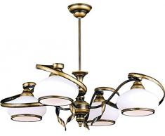 Messing Deckenleuchte Jugendstil aus Metall Glas Wohnzimmer edel 4-flammig SALLY Lampe Jugendstil Antik
