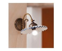 Wandleuchter wandlampe in messing und schirm aus keramik plissee vintage-stil – Ø 21 cm - Bianco (nessun decoro)