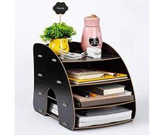 Organizer Holz Schreibtisch Tische Organizer Desk Multifunktional 4Fächer Dokumentenablage Lichtbogen Aufbewahrungsbox Ablagesystem Aufbewahrungsregal für Büro Zuhause Studenten Bücher