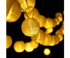 SUAVER Solar Lichterkette Bunt Lampion Außen Outdoor Laternen 30er Kugeln für Weihnachten Party Lichterpfindlich Uping (Warmweiß)