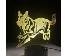 Tischlampe für Kinder 3D Illusionslampe Running Wild Wolf 2D Acryl 3D Optische Täuschung Stimmungslicht 7 Farben Leuchte ändern Lava Lampe Kinder Nachtlicht Geschenke 3D