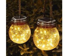 JSOT Solarlampen für außen, 30 LED Gartendeko Vintage Solarlicht Balkon Deko Laterne Wasserdichte Hängeleuchten für Garten Patio Partei Geschenkideen Balkon Deko, 2 Stück