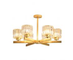 SB-63424-6,Amerikanischer moderner heller Luxuskronleuchter,6 gold Kristallhängelampe, schmiedeeiserne Pendelleuchte, Hängeleuchte für Wohnzimmer,Bar,Café.